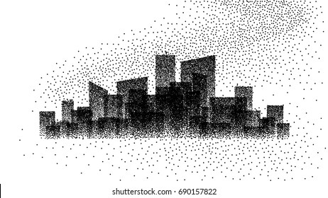 dotted city landscape. vector illustration 