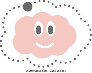 Dotted cloud shape for tracing lines for preschool and kindergarten school kids for drawing practice