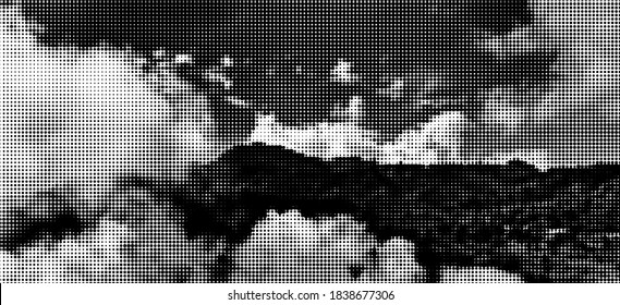 Nubes punteadas sobre la ilustración vectorial de los montes. Eps 10 sin efecto/transparencias. Simplemente simple 
vector.