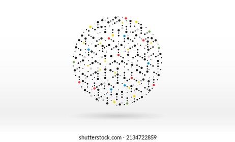 Dotted color particles elements in circle shape abstract background