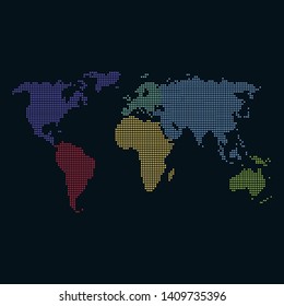 Dotted color world map vector