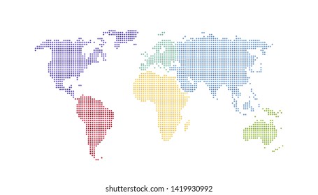 Dotted color world map vector