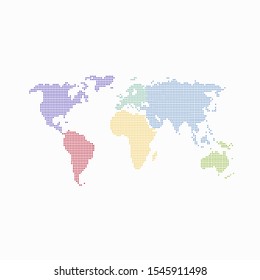 Dotted color world map vector