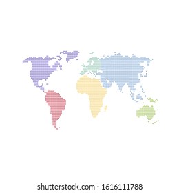 Dotted color world map vector