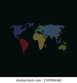 Dotted color world map vector