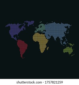 Dotted color world map vector