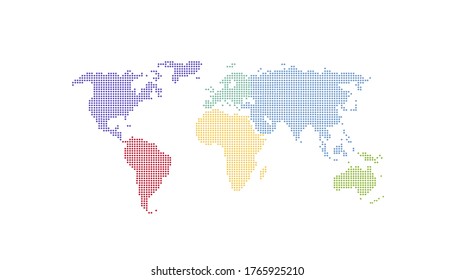 Dotted color world map vector