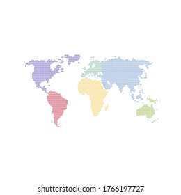 Dotted color world map vector