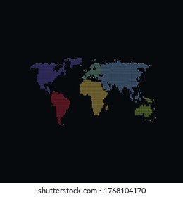 Dotted color world map vector