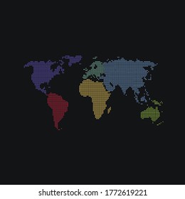 Dotted color world map vector