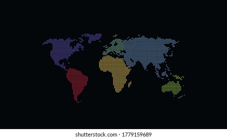 Dotted color world map vector
