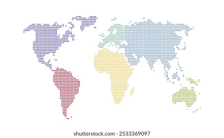 Dotted color world map vector