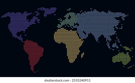 Dotted color world map vector