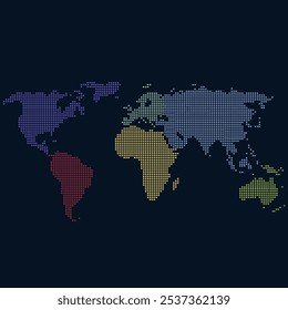Dotted color world map vector.