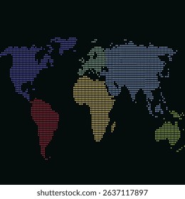 Dotted color world map vector.