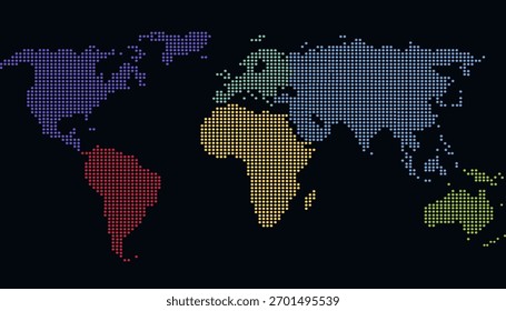 Dotted color world map vector.
