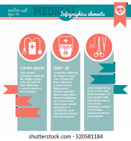 Dotted Colored Medical Infographic Template With Three Columns Bright Circles On Top Vector Illustration