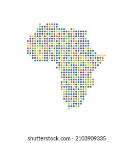 Dotted colored polka dot particle map of Africa. Stock vector illustration isolated