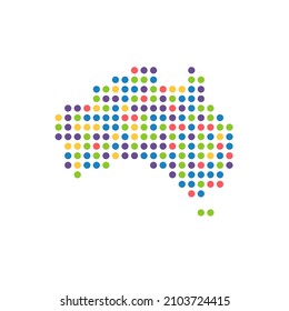 Dotted colored polka map of Australia for your design, Stock vector illustration isolated