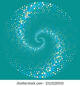 Dotted Colored Vector Spiral Pattern or Texture. Stipple Dot Backgrounds with Black Circles