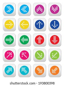 Dotted colorful arrows round icons set isolated on white