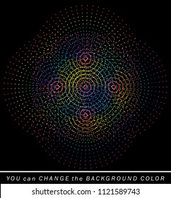 Dotted colorful llines, abstract vector shape illustration, background.