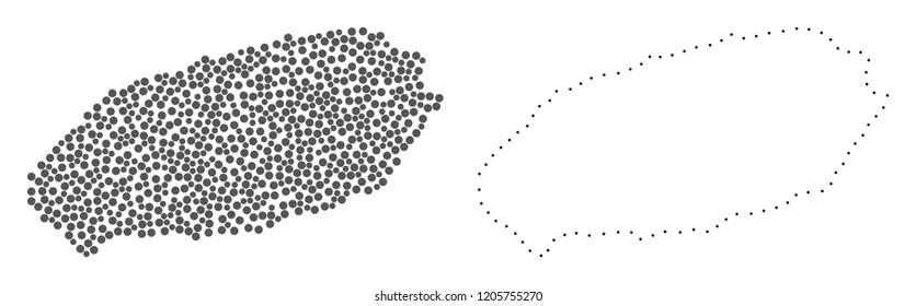 Dotted and Contour map of Korean Jeju Island composed with dots. Vector grey abstraction of map of Korean Jeju Island. Connect the dots educational geographic drawing for map of Korean Jeju Island.