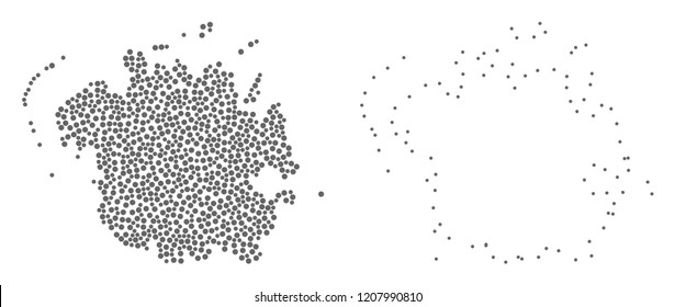 Dotted and Contour map of Micronesia island formed with dots. Vector grey abstraction of map of Micronesia island. Connect the dots educational geographic drawing for map of Micronesia island.