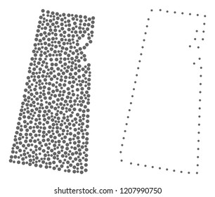 Dotted and Contour map of Saskatchewan Province composed with dots. Vector gray abstraction of map of Saskatchewan Province.