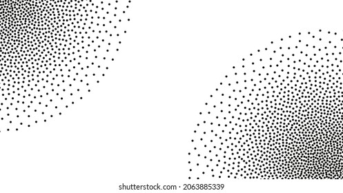 Dotted corner vector texture. Black round gradient halftone graphic stipple background. Shadow effect