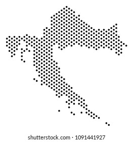 Dotted Croatia map. Vector territorial plan. Cartographic concept of Croatia map done with sphere dots.