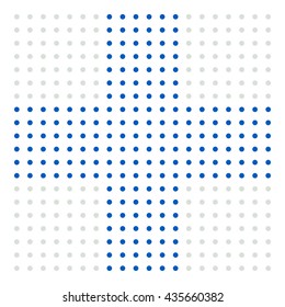 Dotted cross sign for medical, healthcare, first-aid concepts