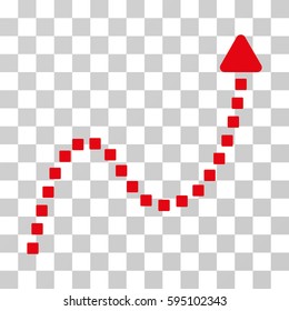 Dotted Curve Direction icon. Vector illustration style is flat iconic symbol, red color, transparent background. Designed for web and software interfaces.