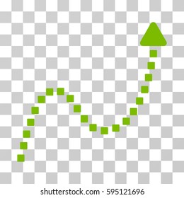 Dotted Curve Direction icon. Vector illustration style is flat iconic symbol, eco green color, transparent background. Designed for web and software interfaces.