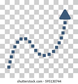 Dotted Curve Direction icon. Vector illustration style is flat iconic symbol, blue color, transparent background. Designed for web and software interfaces.