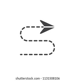 Dotted curve direction vector icon. filled flat sign for mobile concept and web design. Manual arrow simple solid icon. Symbol, logo illustration. Pixel perfect vector graphics