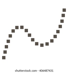 Dotted Curve vector toolbar icon. Style is flat icon symbol, grey color, white background, square dots.