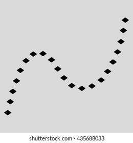 Dotted Curve vector toolbar icon. Style is flat icon symbol, black color, light gray background, rhombus dots.