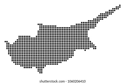 Dotted Cyprus Island Map. Vector concept of Cyprus Island Map organized of round pixels. Vector geographic map.