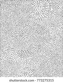 Dotted, dashed line pattern. Memphis style. Optical illusion. Abstract background. Hand drawn sketch. Vector artwork.  Black and white, grey, monochrome. Vintage, retro, grunge, decorative, stylized