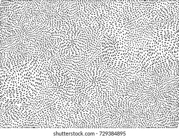 Dotted, dashed line pattern. Optical illusion. Abstract background. Hand drawn sketch. Vector artwork.  Black and white, monochrome. Vintage, retro, grunge, decorative, stylised