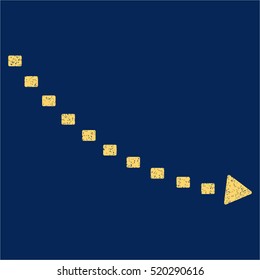 Dotted Decline Trend grainy textured icon for overlay watermark stamps. Flat symbol with scratched texture. Dotted vector yellow ink rubber seal stamp with grunge design on a blue background.