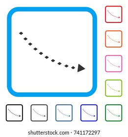 Dotted Decline Trend icon. Flat grey pictogram symbol inside a light blue rounded square. Black, gray, green, blue, red, orange color versions of Dotted Decline Trend vector.