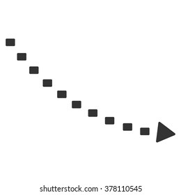 Dotted Decline Trend vector icon. Style is flat symbol, gray color, dots are rounded rectangles, white background.