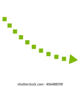 Dotted Decline Trend vector toolbar icon. Style is flat icon symbol, eco green color, white background, square dots.