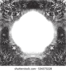 Dotted decorative doodle frame,hand drawn template with empty space for text. Vector illustration.