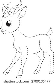 Dotted Hirsch Umriss perfekt für Färbung Verfolgung Vorschulaktivitäten Tierbildung druckbare Spaß Lernen Design