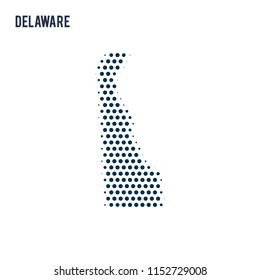 Dotted Delaware map isolated on white background.