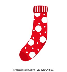 Dotted design of socks vector illustration. Red patterned socks or stockings for adults and children isolated on white background. Winter holidays, fashion, accessories concept