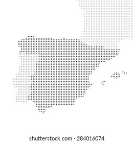 Dotted detailed map of Iberian Peninsula with Spain highlighted illustration vector